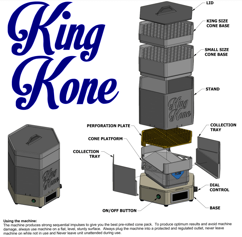 King Kone Pre-Rolled Cone Filling Machine (Metal Version)